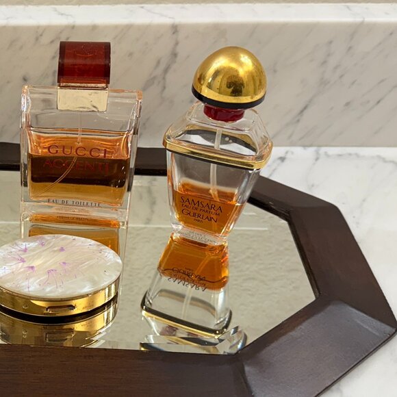 VTG Octagon Faux wood mirror with beveled mirror - Picture 8 of 15